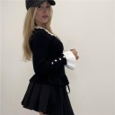 maglia in costina elasticizzata con colletto trick